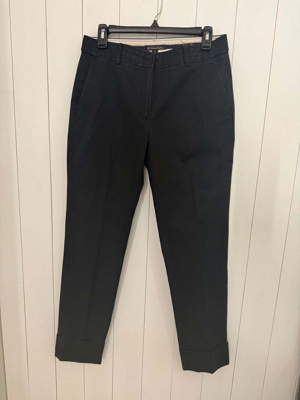 Brooks Brothers Trousers Size 6 Black Cuffed Cotton Blend Pants